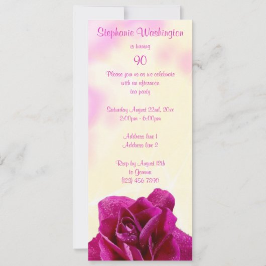 一輪のライラックの花 90歳の誕生日 招待状 (裏面)