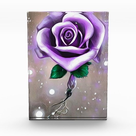 一輪の紫のバラ フォトブロック (正面)