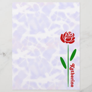 一輪の赤いバラ 緑の茎 葉 オーダーメイド 名前