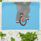 一輪車おもしろいの可愛いサイのジャグリング キッチンタオル (折り畳み)