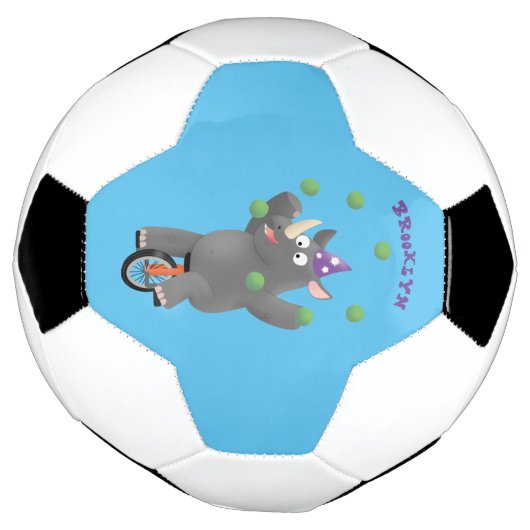 一輪車おもしろいの可愛いサイのジャグリング サッカーボール (回転)