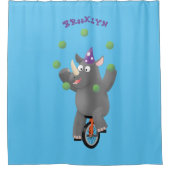 一輪車おもしろいの可愛いサイのジャグリング シャワーカーテン (正面)