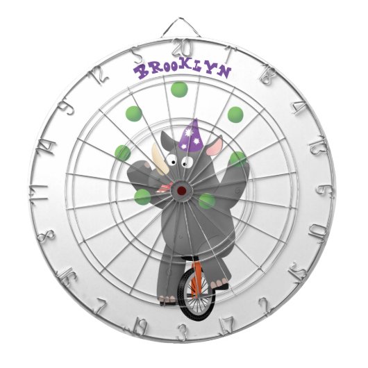 一輪車おもしろいの可愛いサイのジャグリング ダーツボード (正面)