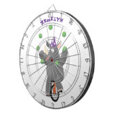 一輪車おもしろいの可愛いサイのジャグリング ダーツボード (正面右)