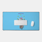 一輪車おもしろいの可愛いサイのジャグリング デスクマット (キーボード&マウス)
