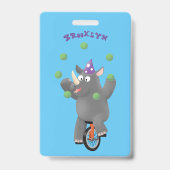 一輪車おもしろいの可愛いサイのジャグリング バッジ (裏面)