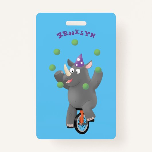 一輪車おもしろいの可愛いサイのジャグリング バッジ (裏面)