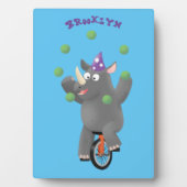 一輪車おもしろいの可愛いサイのジャグリング フォトプラーク (正面)