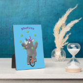 一輪車おもしろいの可愛いサイのジャグリング フォトプラーク (側面)