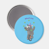 一輪車おもしろいの可愛いサイのジャグリング マグネット (正面/裏面)