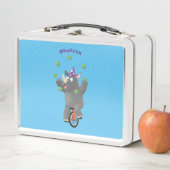 一輪車おもしろいの可愛いサイのジャグリング メタルランチボックス (インサイチュ)