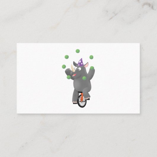 一輪車おもしろいの可愛いサイのジャグリング 名刺 (裏面)