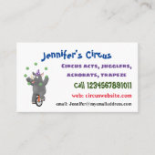 一輪車おもしろいの可愛いサイのジャグリング 名刺 (正面)