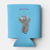 一輪車おもしろいの可愛いサイのジャグリング 缶クーラー (裏面)