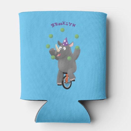 一輪車おもしろいの可愛いサイのジャグリング 缶クーラー (裏面)