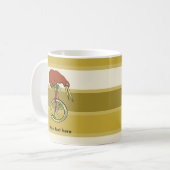 一輪車に乗ったキウイおもしろいイラストレーション コーヒーマグカップ (正面左)