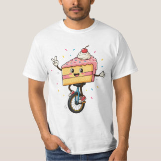 一輪車に乗ったハッピーケーキ  Tシャツ