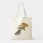 一輪車に乗る面白い少年 トートバッグ (裏面)