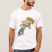 一輪車に乗る面白い少年 Tシャツ (正面)