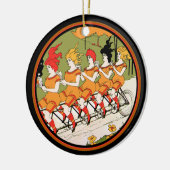 一輪車に5人の女性 セラミックオーナメント (左)