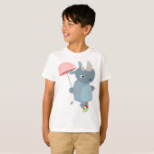 一輪車の傘でRhinoの子供Tシャツ Tシャツ (正面フル)