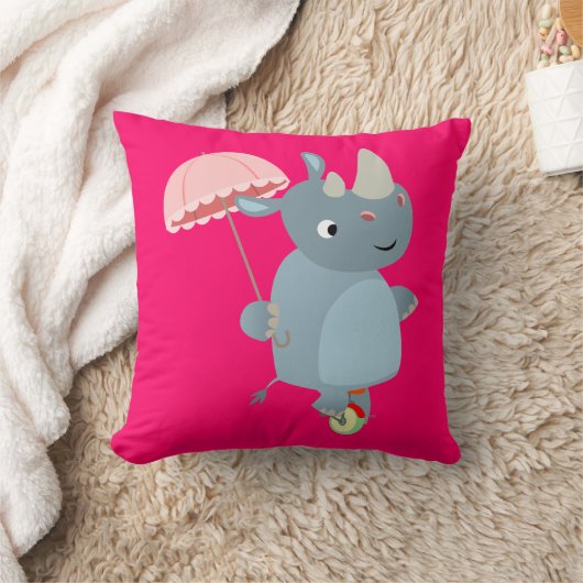 一輪車の枕に傘を付けた漫画のサイ クッション (ブランケット)