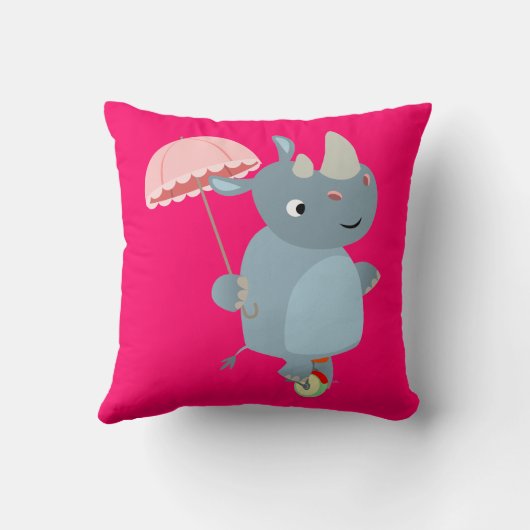 一輪車の枕に傘を付けた漫画のサイ クッション (裏面)