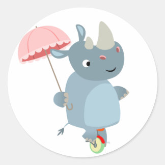 一輪車ステッカーに傘を貼ったRhino ラウンドシール