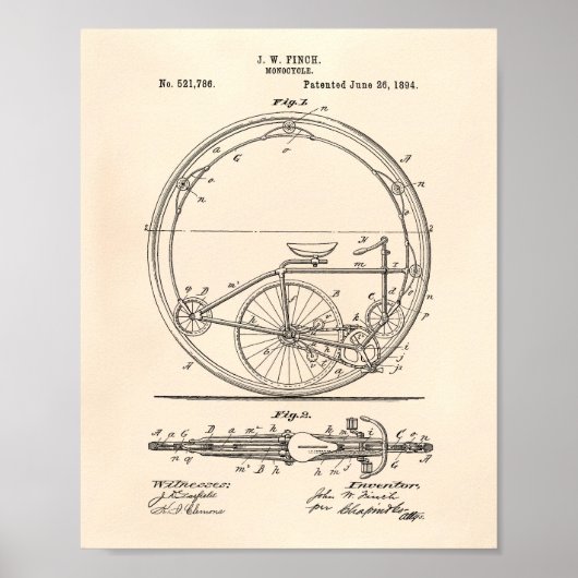 一輪車1894特許芸術オールドペッパー ポスター (正面)