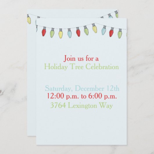 一連のクリスマスライト編集可能招待状 招待状 (正面/裏面)