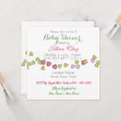一連のハートかわいい赤ちゃんシャワー招待状 カード (正面/裏面インサイチュ)
