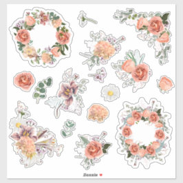 一連のバラと春の花要素。 シール