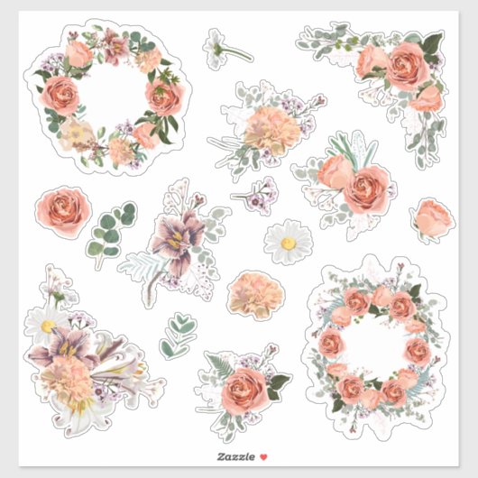 一連のバラと春の花要素。 シール (シート)