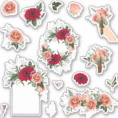 一連のバラと春の花要素 シール (正面)