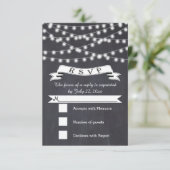 一連のライトとヴィンテージバナー結婚式RSVP 出欠カード (スタンド正面)