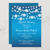 一連のライトスノーフレーク結婚のブライダルシャワー 招待状 (正面/裏面)