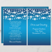 一連のライトスノーフレーク青い結婚式プログラム (正面/裏面)