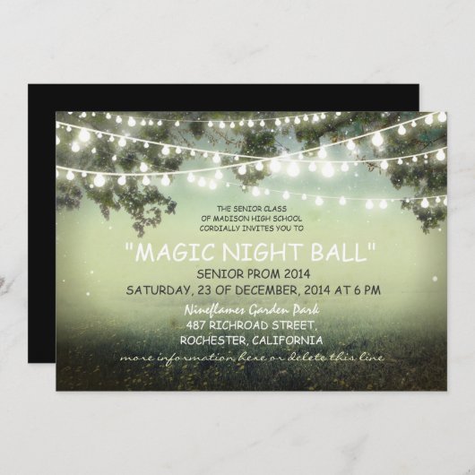 一連のライト素朴なプロムの夜の招待状 招待状 (正面/裏面)