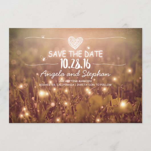 一連のライト赤面rustic日付カードを保存 セーブザデート (正面)