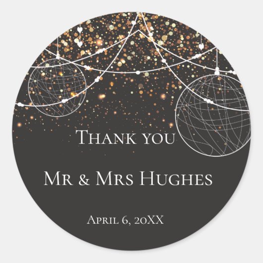 一連のライト金ゴールド紙吹雪ありがとう ラウンドシール (正面)