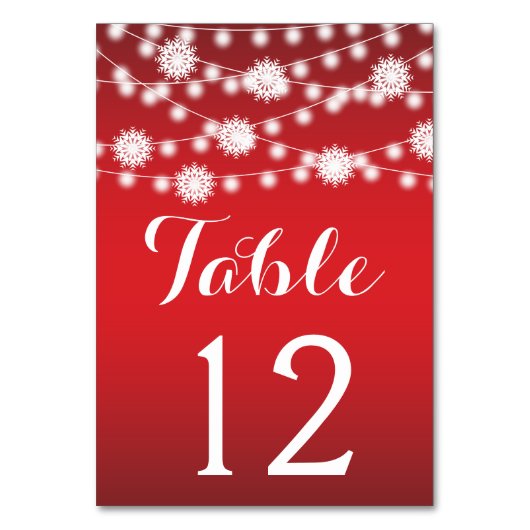 一連のライト、スノーフレーク結婚のテーブル番号 テーブルナンバー (正面)