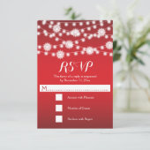 一連のライト&スノーフレーク赤い結婚式RSVP 出欠カード (スタンド正面)