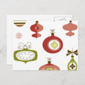 一連のレトロクリスマスオーナメント シーズンポストカード (正面/裏面)