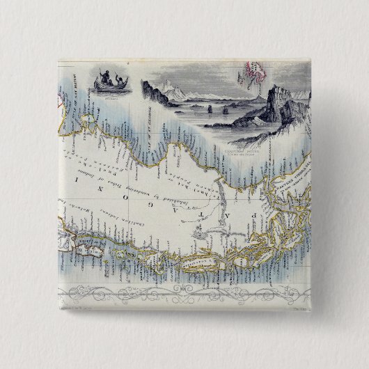 一連の世界地図からのパタゴニアは、bを出版しました 缶バッジ (正面)