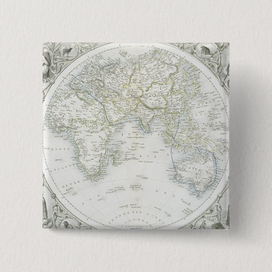 一連の世界地図puからの東半球、 缶バッジ (正面)