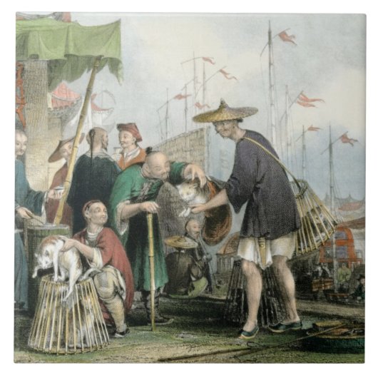 「一連の中国からの中国のな猫商人、 タイル (正面)