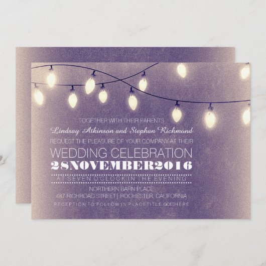 一連の光のモダン結婚式招待状 招待状 (正面/裏面)