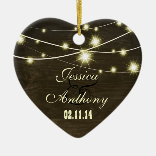 一連の光を持つ素朴な田舎木材 セラミックオーナメント (正面)