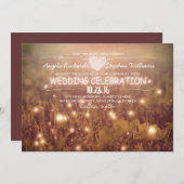 一連の光赤面素朴結婚式招待状 招待状 (正面/裏面)