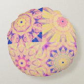 一連の抽象芸術背景カラフル万華鏡像 ラウンドクッション (裏面)